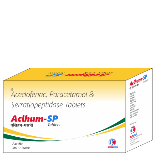 Acihum-SP-Tablets-Aceclofenac-Paracetamol-Serratiopeptidase-Tablets-K-Curens-Pharma