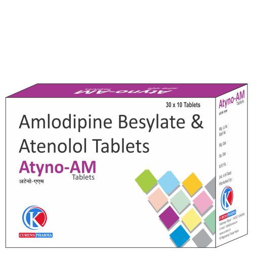 Atyno-AM-Tablets-Amlodipine-Besylate-Atenolo-Tablets-K-Curens-Pharma