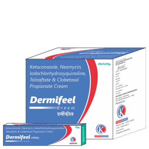 Dermifeel-Cream-Ketoconazole-Neomycin-Iodochlorhydroxyquinoline-Tolnaftate-Clobetasol-Propionate-Cream-K-Curens-Pharma