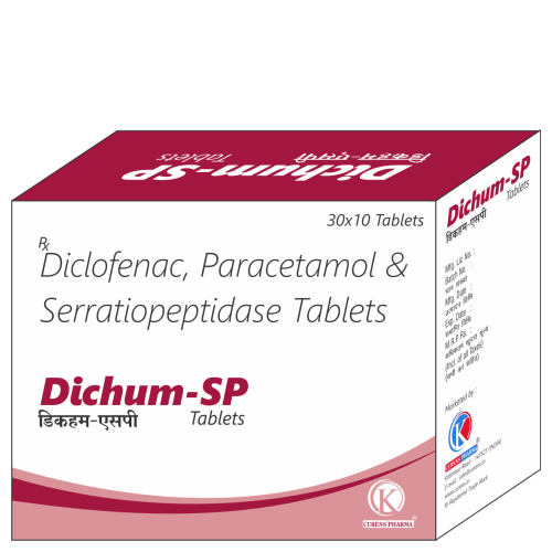 Dichum-SP-Tablets-Diclofenac-Paracetamol-Serratiopeptidase-Tablets-K-Curens-Pharma