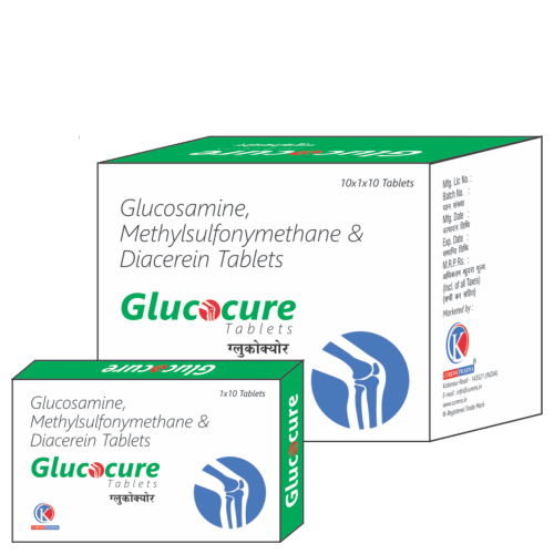 Glucocure-Tablets-Glucosamine-Methylsulfonymethane-Diacerein-Tablets-K-Curens-Pharma
