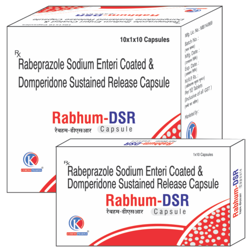 Rabhum-DSR-Capsule-Rabeprazole-Sodium-Enteri-Coated-Domperidone-Sustained-Release-Capsule-K-Curens-Pharma