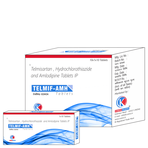 TELMIF-AMH-Tablets-Telmisartan-Hydrochlorothiazide-and-Amlodipine-Tablets-IP-K-Curens-Pharma