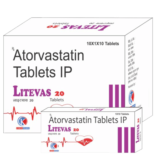 Litevas-20-Tablets-Atorvastatin-Tablets-IP-K-Curens-Pharma