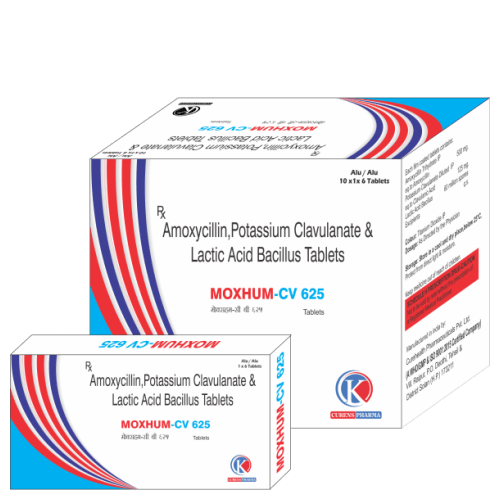 MOXHUM-CV-625-Tablets-Amoxycillin-Potassium-Clavulanate-Lactic-Acid-Bacillus-Tablets-K-Curens-Pharma