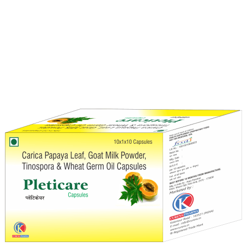Pleticare-Capsules-Carica-Papaya-Leaf-Goat-Milk-Powder-Tinospora-Wheat-Germ-Oil-Capsules-K-Curens-Pharma