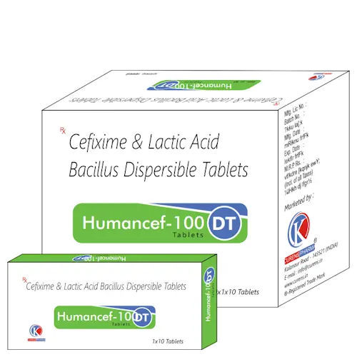 Humancef-100-DT-Tablets-Cefixime-Lactic-Acid-Bacillus-Dispersible-Tablets-K-Curens-Pharma